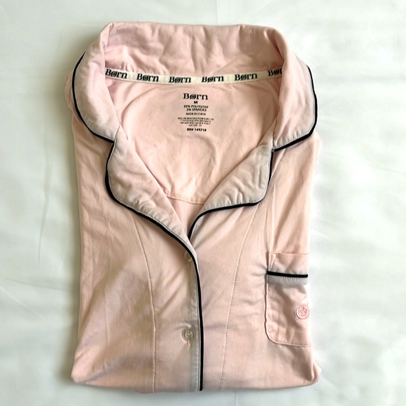 Gorgeous Børn Pajamas Sz Medium Soft Pink Button Down Drawstring Pants Like New - Picture 2 of 6